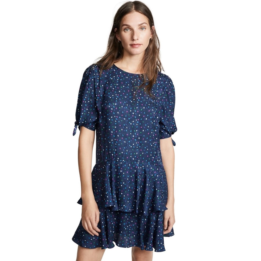 Rebecca Taylor | Short Sleeve Speckled Dot Silk Mini Dress Size 6